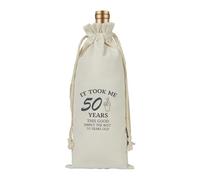 50th Birthday Gifts For Women, Wine Gift Bag with Tag, Drawstring Bottle Bag For Wine for Women Wife Friends (50)