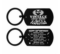 50th Birthday Gifts Women Men, Vintage 1975 Keyring, Turning 50 Years Old Birthday Present Decorations for Female Male