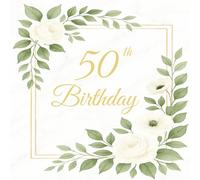 50th Birthday Guest Book: Elegant Memory Party Keepsake with 75 Unique Questions 50 Sign In and Blank Pages (8.5x8.5 inches, 108 pages)