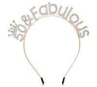 50th Birthday Headbands for Women, Gold 50th Birthday Decorations Fabulous Rhinestone Crown and Tiara for Party Headdress Accessories