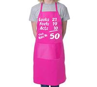 50th Birthday Looks Feels BBQ Cooking Funny Novelty Apron Pink