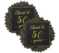50th Birthday Napkins, Birthday Decorations, 20 Black Serviettes for 50th Celebration, Anniversary, Graduation, Retirement and Party Decor, Cocktail and Dinner Serviettes