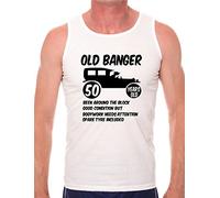 50th Birthday Old Banger Mens Vest Tank Gym Athletic Top XX-Large White