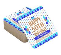 50th Birthday Party Beer Mats - Pack of 48 Cardboard Drink Coasters for Men and Women - Table Decorations Tableware for Parties - Accessories for Home Bars Pubs - Looks Great - Blue