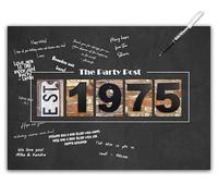 50th Birthday Party Decorations - Chalkboard Guest Book Alternative Poster. A3 Party Sign for Him or Her Turning 50 Years Old Signing Board for Women or Men. Rustic 1975 Wall Art Banner for Wishes