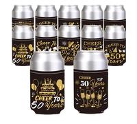 50th Birthday Party Decorations Men - 12 Pcs Black Gold Cheer to 50 Years Can Cooler Sleeves Vintage Party Supplies for Soda Beer Beverage Women Men Happy Fifty Year Old Party Favors Decor