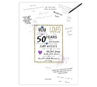 50th Birthday Party Guest Book Poster - Table Centerpiece Decoration Banner for Women or Men Turning 50 years old - Sweet Guest Book Alternative - Size A3 Art Anniversary Keepsake Sign for Wishes
