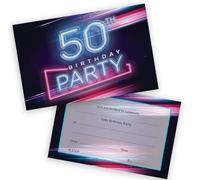 50th Birthday Party Invitations Men Women - Disco Neon Lights 20 Pack - Adults Birthday Invitations for Friends Family A6 Bday Party Invites Invitation Cards with Folding Envelopes