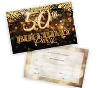 50th Birthday Party Invitations Men Women - Gold Confetti 28 Pack - Adults Birthday Invitations for Friends Family A6 Bday Party Invites Invitation Cards with Folding Envelopes