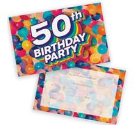 50th Birthday Party Invitations Men Women - Rainbow Balloons 36 Pack - Adults Birthday Invitations for Friends Family A6 Bday Party Invites Invitation Cards with Folding Envelopes