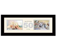50th Birthday Photo Frame Fiftieth Gift Takes Two 6”x4” Landscape Photos 1225A (Black Finish Frame Cream Mount Grey Inside)