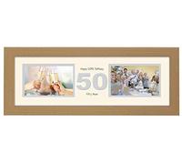 50th Birthday Photo Frame Fiftieth Gift Takes Two 6”x4” Landscape Photos 1225A (Oak Finish Frame Cream Mount Grey Inside)