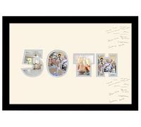 50th Birthday Signing Photo Frame Double Mount Guest Book Quality Gift 873D (Black Finish Frame Cream Mount Grey Inside)