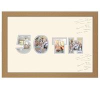 50th Birthday Signing Photo Frame Double Mount Guest Book Quality Gift 873D (Oak Finish Frame Cream Mount Grey Inside)