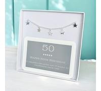 50th Birthday Sterling Silver Five Star Charm Bracelet My Posh Shop Silver 19.5cm