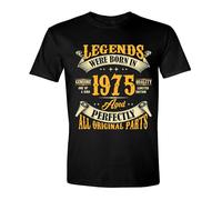 50th Birthday T-Shirt for Men, Legends were Born in 1975, Vintage 50 Years Old Tee T Shirt, Black, XXL