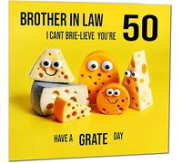 50th Brother in Law Birthday Card - Cheese Pun Funny Brother In Laws Birthday Card for 50 Year old fifty, fiftieth