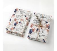 50th Fabulous Champagne Birthday Wrapping Paper Folded Sheets, 120GSM Thick Kraft Wrapping Paper for Women, Cheers to 50 Years Balloon Floral Print Present Packaging for Wife, Two Pack