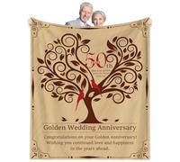 50th Golden Anniversary Wedding Blanket Gifts Happy 50 Years Birthday Best Romantic Marriage Soft Blanket Decorations for Couple Parents Wife Husband