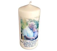 50th Golden Wedding Anniversary Candle Personalised Gift with Photo & Message