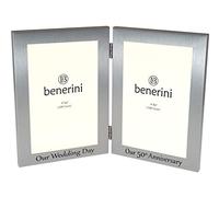 50th Golden Wedding Anniversary Double Photo Frame - 'Our Wedding Day' & 'Our 50th Anniversary' - 4x6 inches
