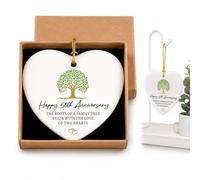 50th Golden Wedding Gift,Ceramic Hanging Heart Plaque, Family Tree Love Sign Decor for Parents, Mr and Mrs