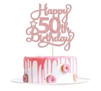 50th Happy Birthday Cake Topper Rose Gold Glitter Happy 50th Cake Topper Cheers to 50 Years for 50 Birthday Decorations 50th Bday Anniversary Party Decor for Girls Boys