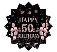 50th Serviettes Napkins,Black Rose and Gold Serviettes 50th Birthday Napkins for Women Women,20Pcs Napkins Disposable Tableware,Tissue Luncheon Paper Napkin for Women,Kids 50th Birthday Party Supplies
