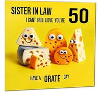 50th Sister in Law Birthday Card - Cheese Pun Funny Sister-in-laws Birthday Card for 50 Year old fifty, fiftieth
