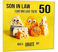 50th Son in Law Birthday Card - Cheese Pun Funny Son-in-laws Birthday Card for 50 Year old fifty, fiftieth