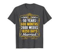 50th Wedding Anniversary, 50 Years Married, Husband & Wife T-Shirt, Men, Dark Heather Grey, 6X-Large