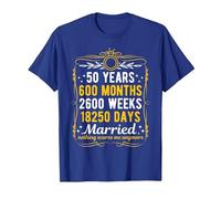 50th Wedding Anniversary, 50 Years Married, Husband & Wife T-Shirt, Men, Royal Blue, 3X-Large