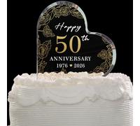 50th Wedding Anniversary Cake Topper Acrylic,50th Anniversary Decorations & Keepsake Gift for Couples (50th Anniversary-A)
