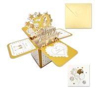 50th Wedding Anniversary Card, 3D Pop Up Golden Wedding Anniversary Cards with Small Card & Envelope, Star Fireworks Design 50th Anniversary Cards for Wife Husband Parents