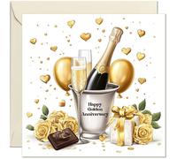 50th wedding anniversary card - Golden anniversary - with ivory envelope