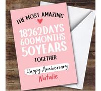 50th Wedding Anniversary Card Personalised The Most Amazing Years Wife | Custom Card Personalised Cards, For Wife, For Her, Anniversary, 50th
