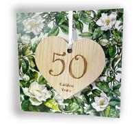 50th Wedding Anniversary Card - Premium Golden Wedding Anniversary Card with Wooden Heart Keepsake for Husband, Wife, Couple, Thoughtful Gift to Celebrate Milestone (50th Golden Anniversary)