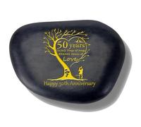 50th Wedding Anniversary Day Stone Gifts for Her Couple, Natural Engraved Rock Romantic Birthday Gifts for Wife from Husband, 50 Year Anniversary Novelty Keepsake Valentines Presents for Girlfriend
