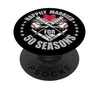 50th Wedding Anniversary Funny 50 Years Baseball Couple PopSockets Adhesive PopGrip