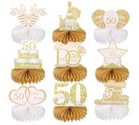 50th Wedding Anniversary Honeycomb Centerpiece Table Decorations, Gold Diamond Wedding Anniversary Honeycomb Table Topper Honeycomb Centerpiece Cheers to Happy 50th Wedding Anniversary Birthday