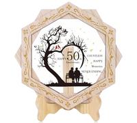50th Wedding Anniversary Ornament Wooden Crystal Plate Ornament with Holder Cardinal 50th Anniversary Golden Wedding Gifts for Parents Couple Husband Wife