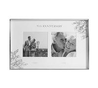 50th Wedding Anniversary Silver Dual Photo Frame. Then & Now Amore by Juliana