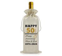 50th Wedding Anniversary Wine Gift Bags - Couples Gifts for Him Her Husband Wife, Marriage Present for Parents