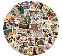 50vintage European and American stickers, laptop vinyl graffiti stickers, cutting and pasting water bottles, magazines, scooters bicycles