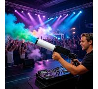 50W Handheld CO2 Gun for Stage,with four RGB LED light beads & 3m Hose,Spray range: 8-10 m,for Party,Halloween,Club, Bar Stage