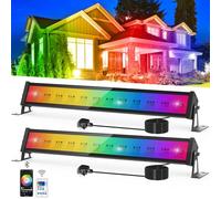 50W LED Lights Bar, NATPOW Wall Washer Light Bar Smart Colour Changing, RGB Garden Security Lighting with Remote APP Controll IP66 Led Flood Lights for Christmas Decoration Party Stage(2Packs)