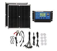 50W Monocrystalline Solar Panel Kit with 60A Solar Charge Controller, Dual USB Output, Portable for RV Camping, Blackout Emergency Power, IP65 Panels