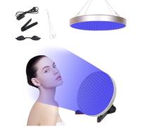 50W Tanning Lamp for Home, 250 LEDs 460nm Blue Light Tanning Lamp, Foldable Stand and Hanging Hooks, Round Facial Tanning Sun Lamp for Body and Face