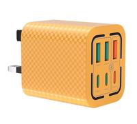 50W USB C Plug Fast Charge 6-Port Multi USB Charger Fast Charging Plug PD Power Adapter +QC Wall Plug Type C Charging for iPhone 16/15/14/13/12 Pro Max XS XR 8, Samsung Galaxy & iPad(Yellow)