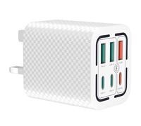 50W USB C Plug Fast Charge 6-Port Multi USB Charger Fast Charging Plug PD Power Adapter +QC Wall Type C Charging Plug for iPhone 16/15/14/13/12 Pro Max XS XR 8, Samsung Galaxy & iPad(White)